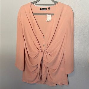 New York & Company Blush Draped Women's Blouse